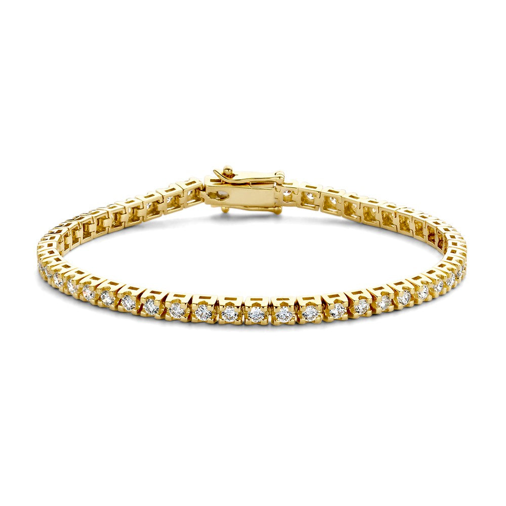 Armband aus 18-karätigem Gelbgold mit 3,00 Karat weißen Edelsteinen