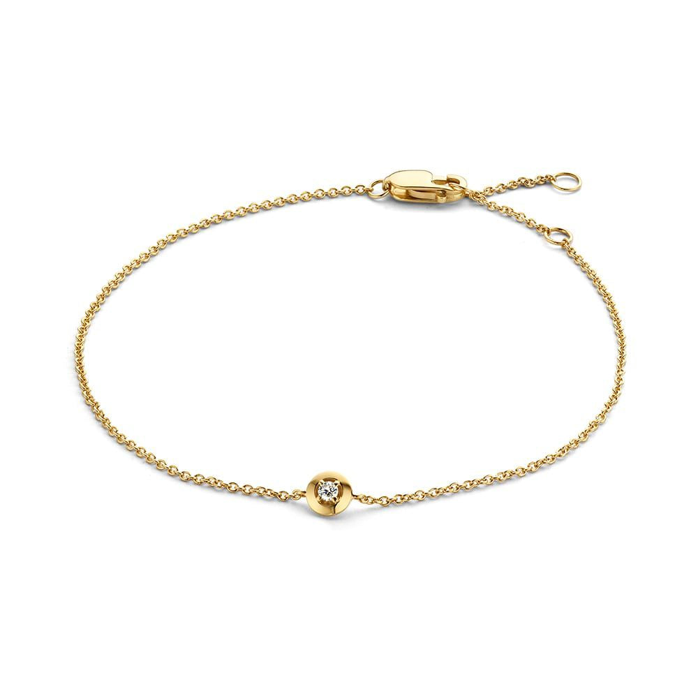 Armband aus 14-karätigem Gold mit einem Brillanten von 0,03 Karat in der Mitte