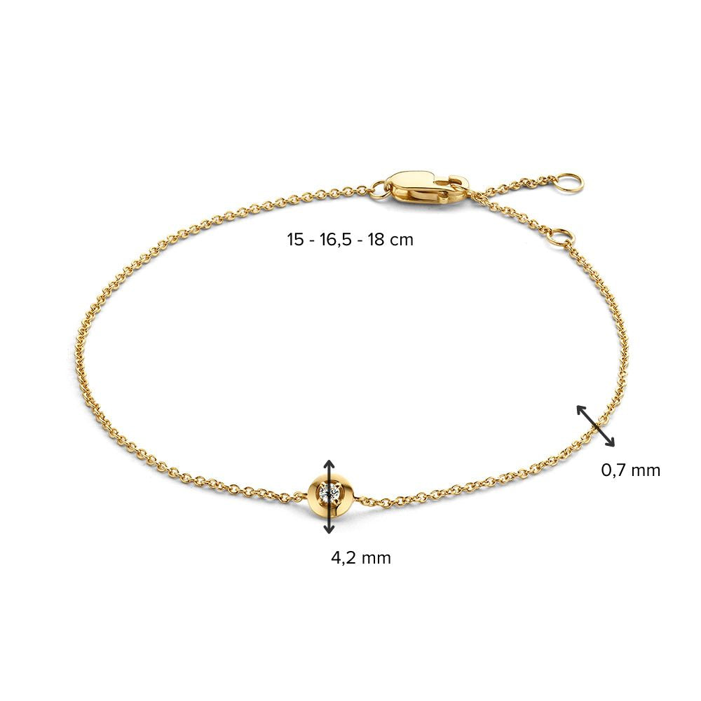 Gelbgoldarmband mit Brillant – 14 Karat Gold, 0,03 Karat Diamant, Elegantes Armband für Damen
