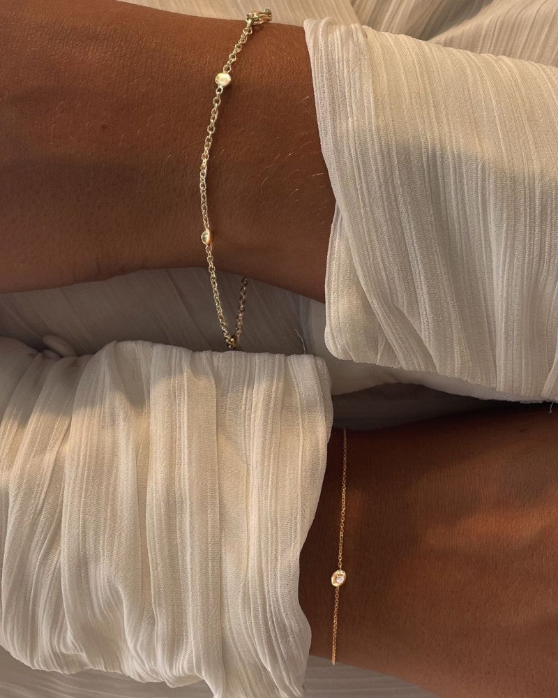 Gelbgoldarmband mit Brillant – 14 Karat Gold, 0,03 Karat Diamant, Elegantes Armband für Damen