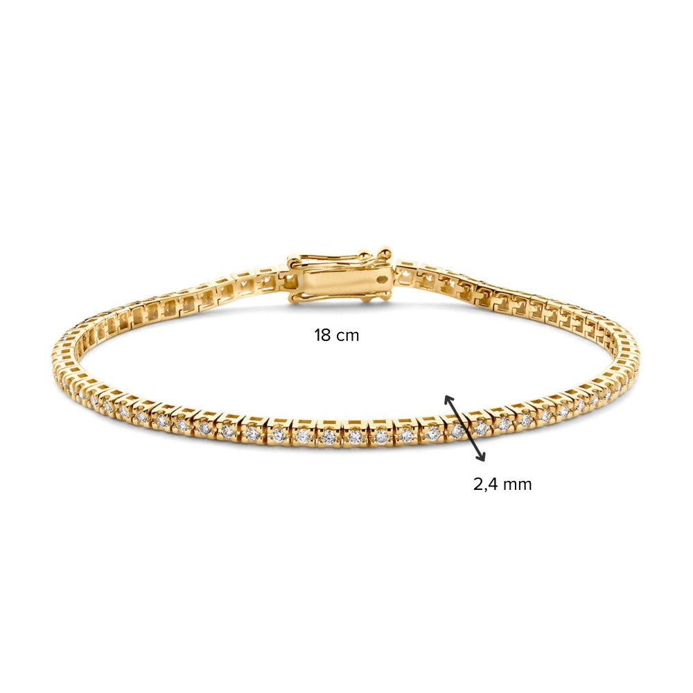 Gelbgold Tennisarmband mit Diamanten – 14 Karat Gold, 1.04 Karat Diamant, Elegantes Armband für Damen