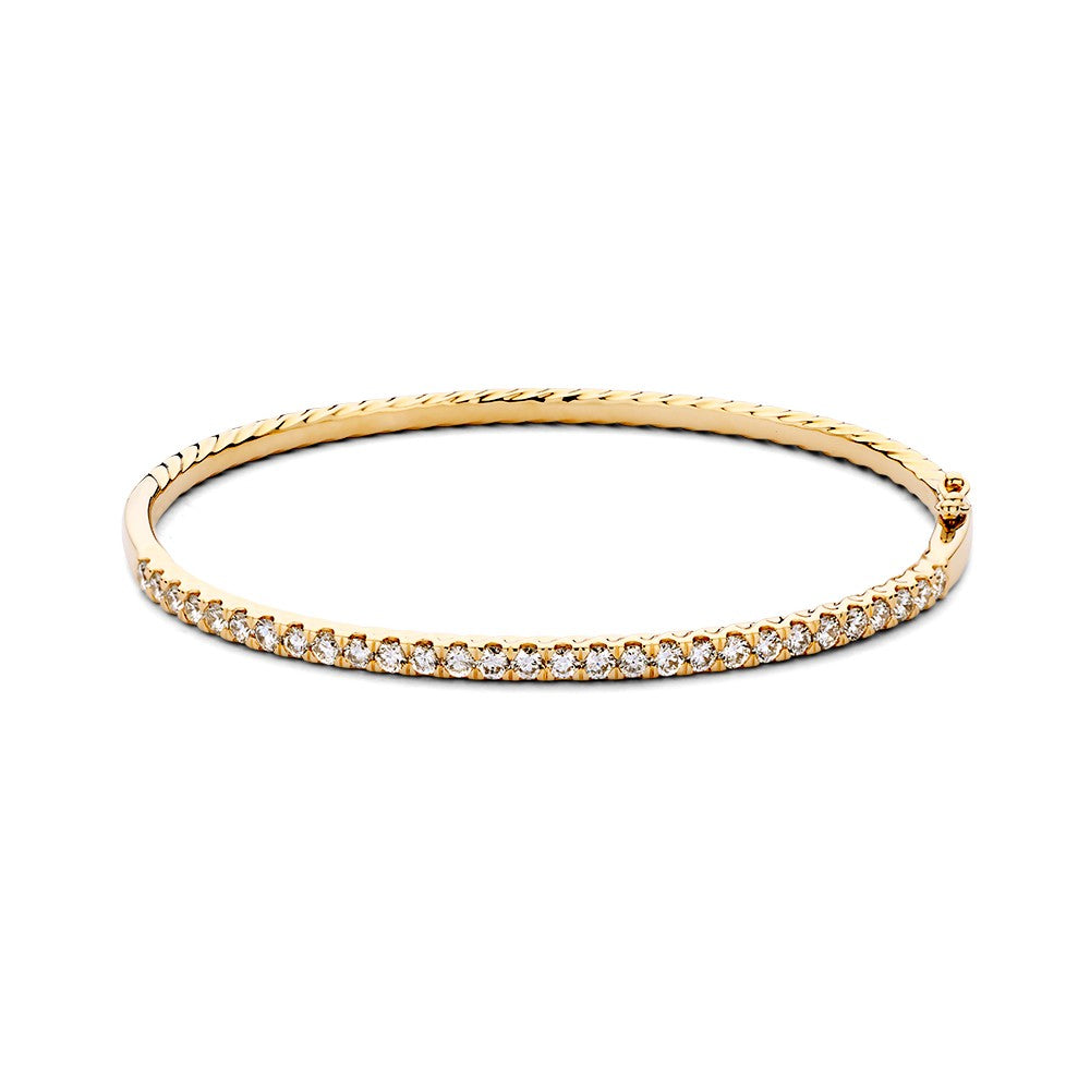 Bangle aus 14-karätigem Gelbgold mit 1,56 Karat Diamanten und feiner Verzierung