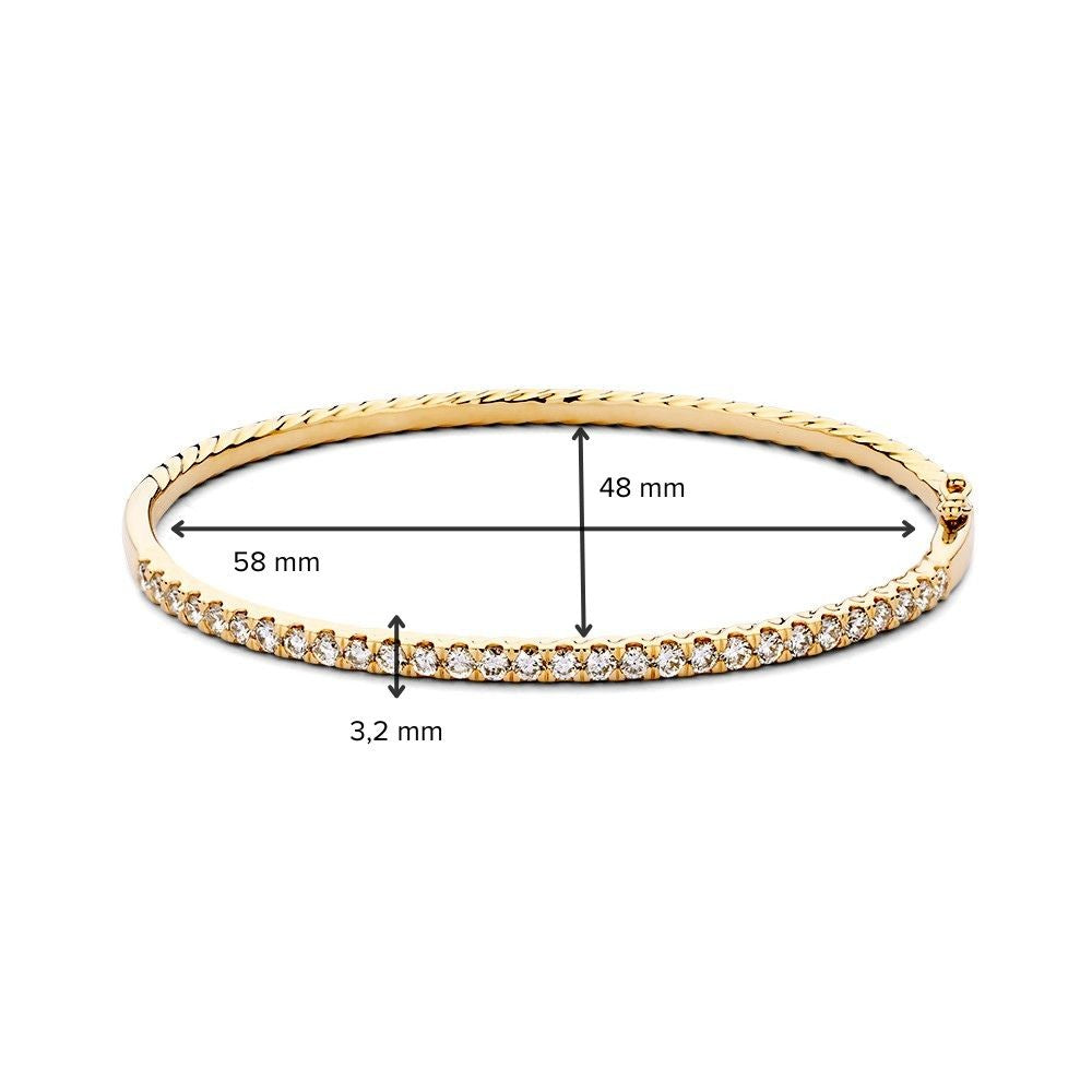 Gelbgold-Armreif mit Diamanten – 14 Karat Gold, 1.56 Karat Diamant, Luxus-Armband für Damen
