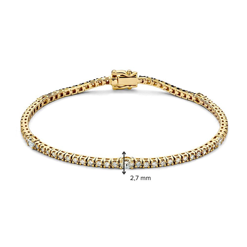 Gelbgoldenes Tennisarmband mit birnenförmigen und brillanten Diamanten – 14 Karat Gold, 1.80 Karat Diamant, Luxuriöses Armband für Damen