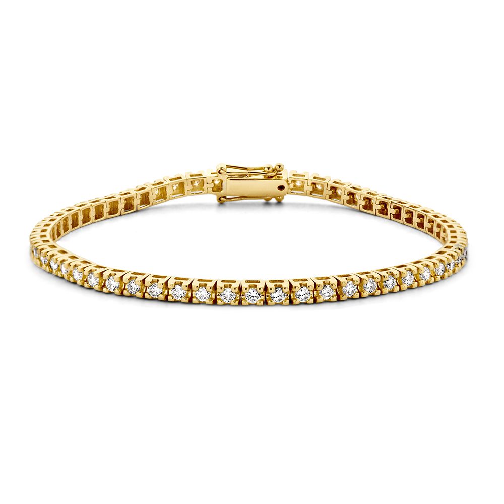 Gelbgoldene Tennisarmband mit Brillanten in Chatonfassung, 14 Karat Gold, 2,00 Karat Diamant