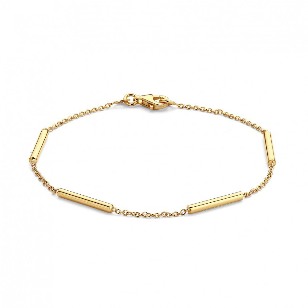 Armband aus 14-karätigem Gold mit feinen Stäben, Länge 19 cm