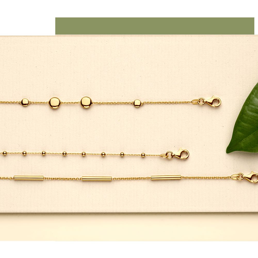 Gelbgold Armband – 14 Karat Gold, Feines Armband für Damen, 19 cm