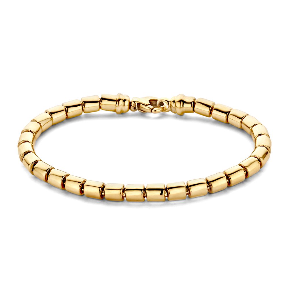 Klassisches Gelbgold-Armband mit luxuriösem Karabinerverschluss, 14 Karat, 19,5 cm lang