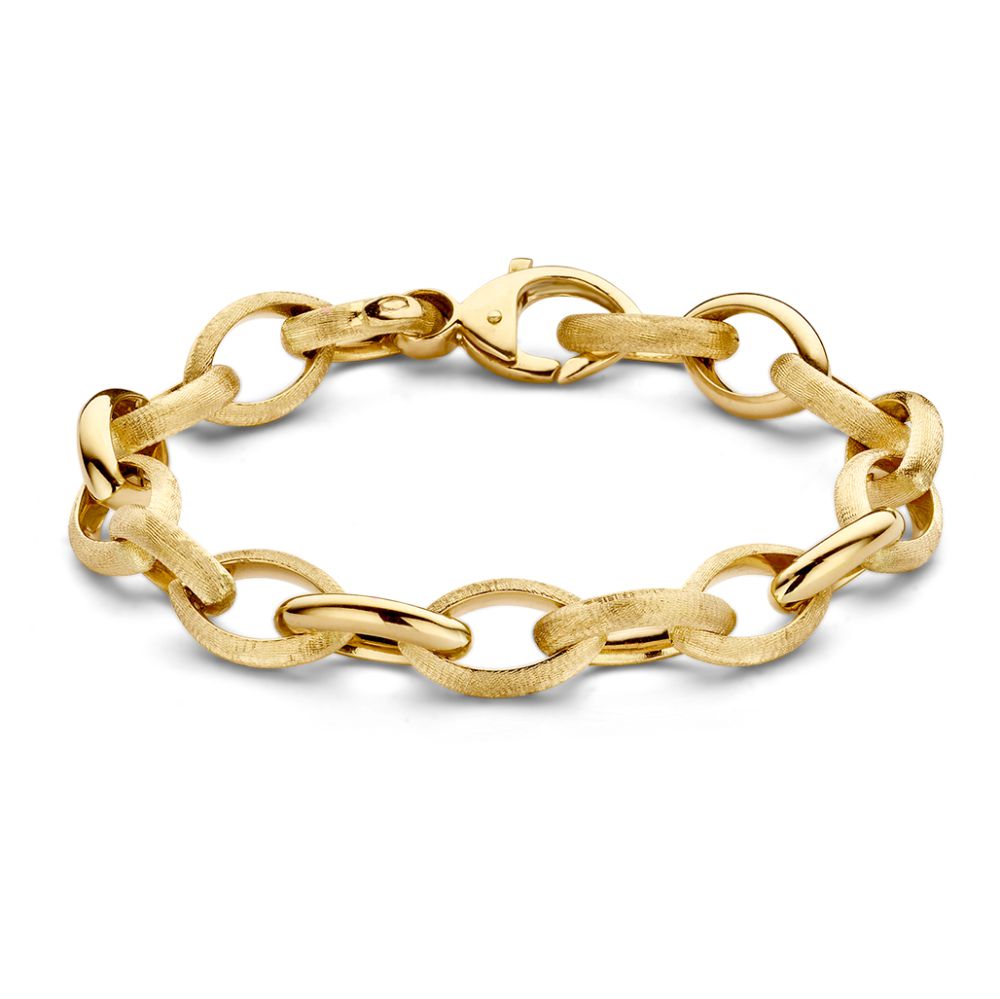 Armband aus 14 Karat Gelbgold mit ovalen Gliedern und Karabinerverschluss
