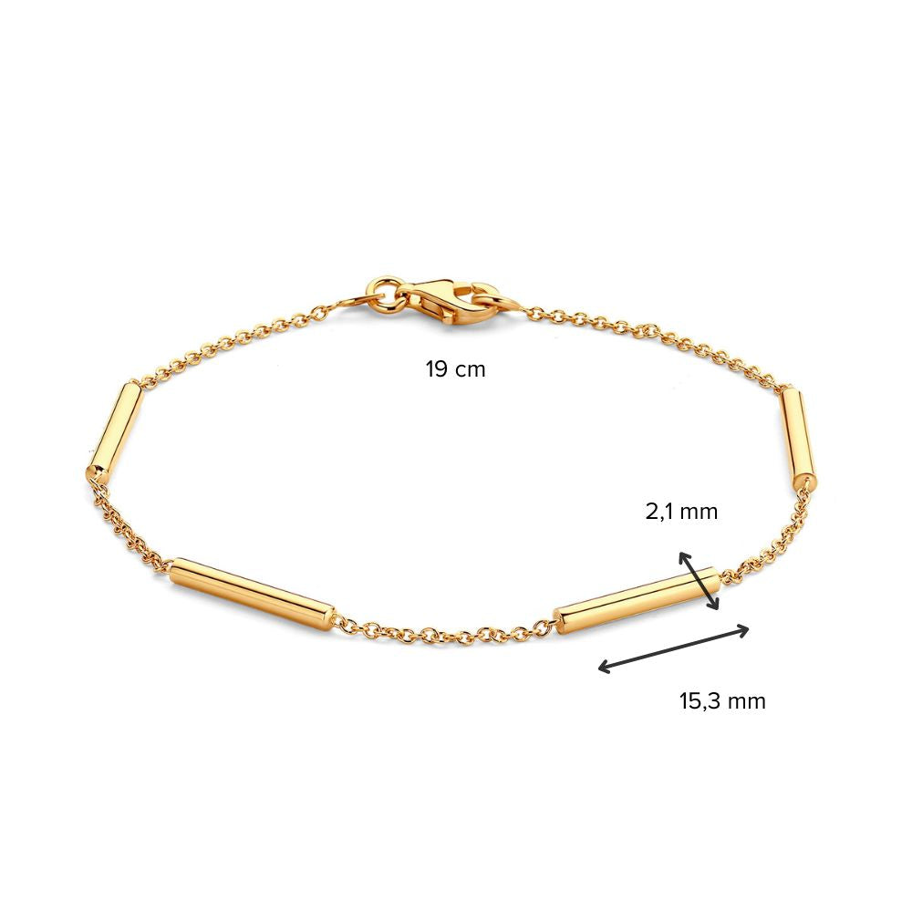 Gelbgold Armband – 14 Karat Gold, Feines Armband für Damen, 19 cm