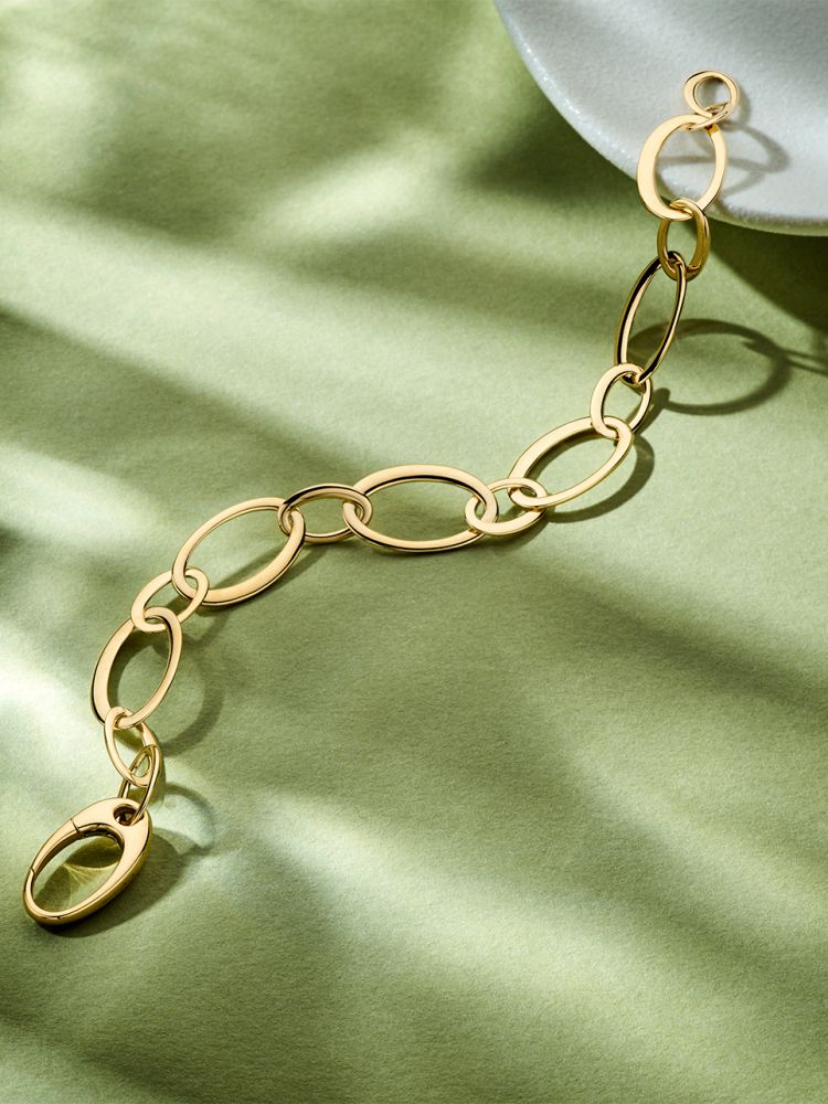 Gelbgold-Armband mit flachen Gliedern, 14 Karat, 10,3 g, 20 cm