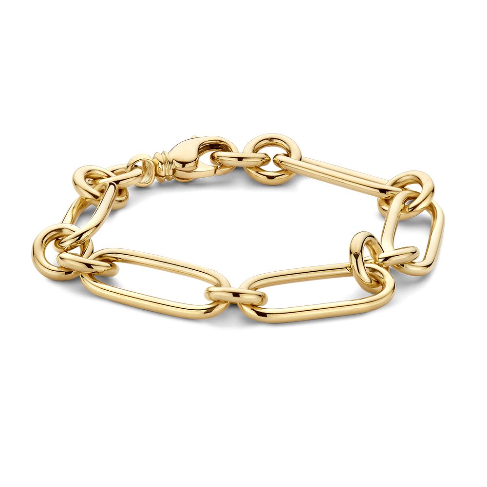 Luxe Armband aus 14-karätigem Gold mit groben Gliedern und Karabinerverschluss, 20 cm lang