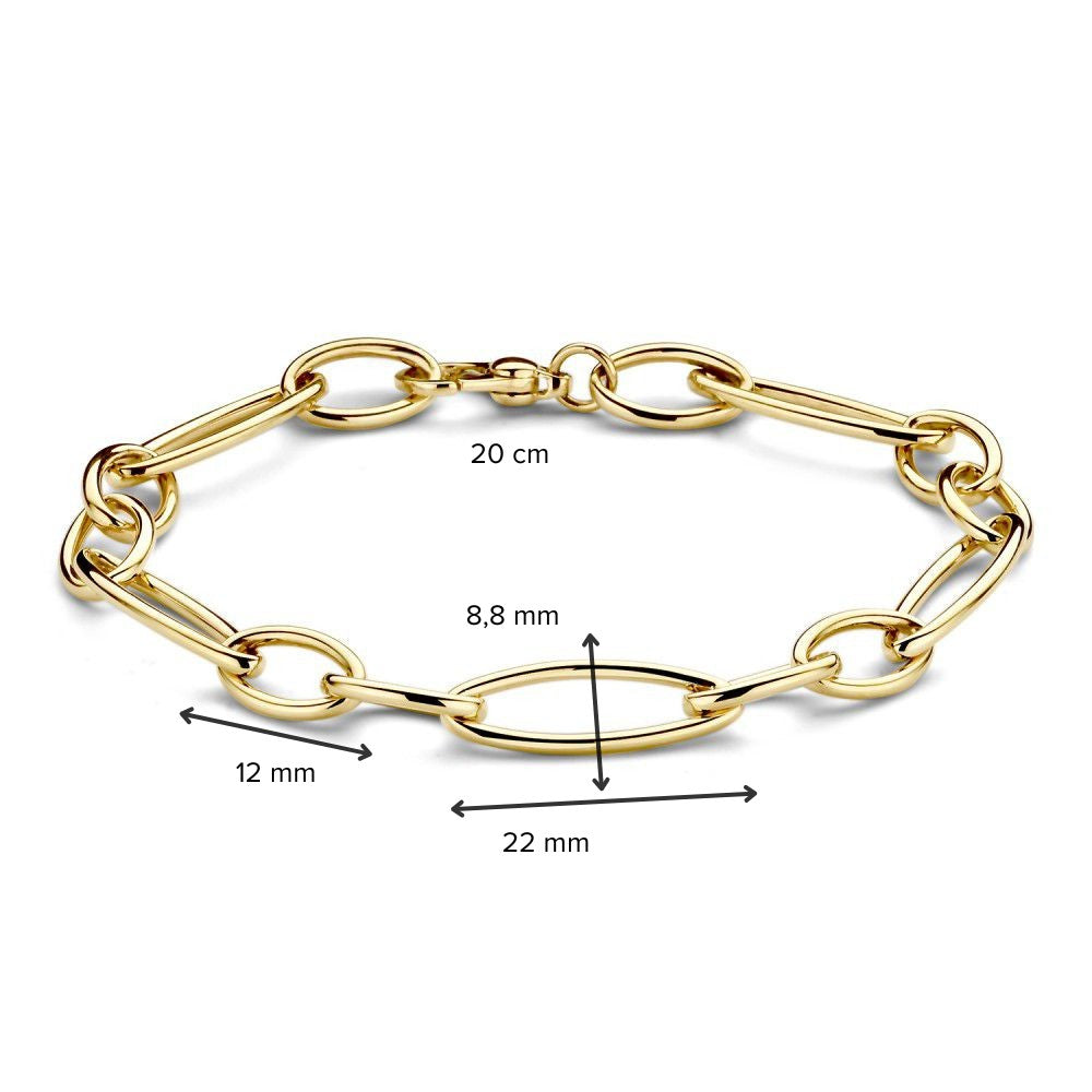 Geelgouden Schakelarmband met Luxe Sluiting – 14 Karaat Goud, 20 cm, Elegante Armband voor Dames
