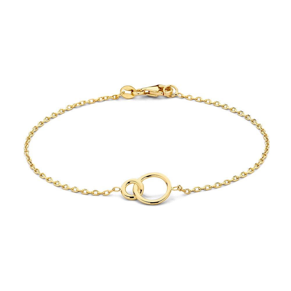 Goldenes Armband mit stabilen Ankerkettengliedern und verbundenen Kreisen