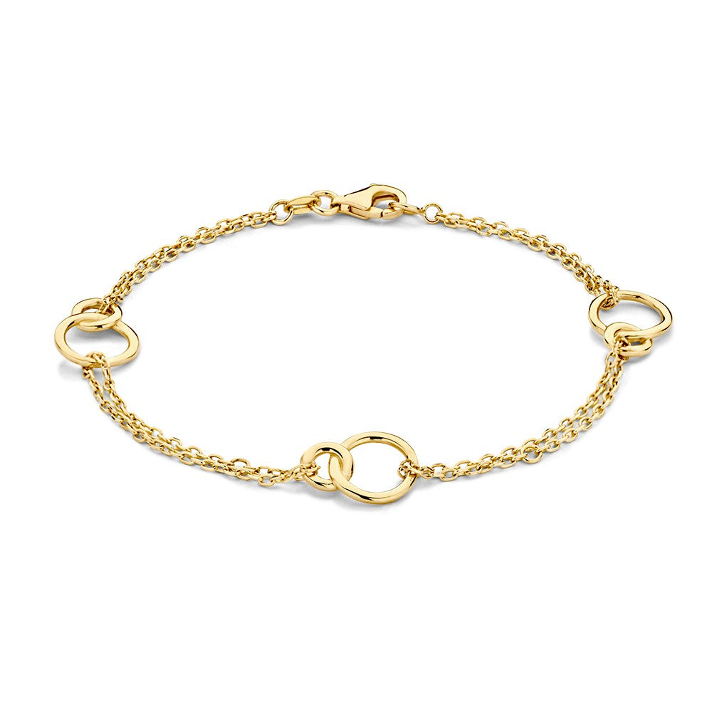 Armband aus 14-karätigem Gelbgold mit doppelter Reihe und verbundenen Kreiselementen