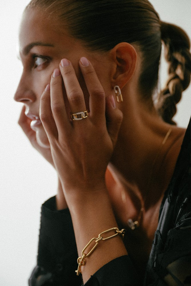 Luxuriöses Goldgliederarmband mit klobigen Gliedern, 14 Karat, 16,2 g, 20 cm