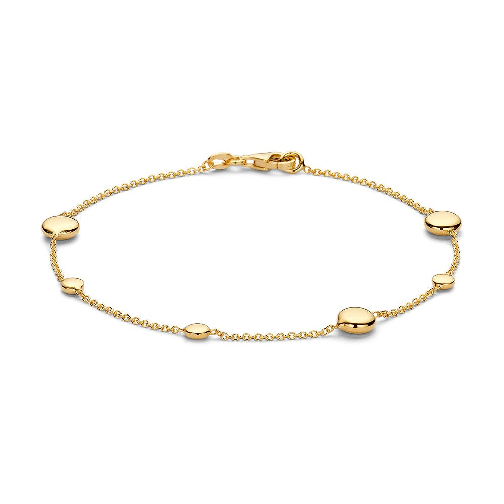 Armband aus 14-karätigem Gelbgold mit runden Elementen und feiner Gliederkette