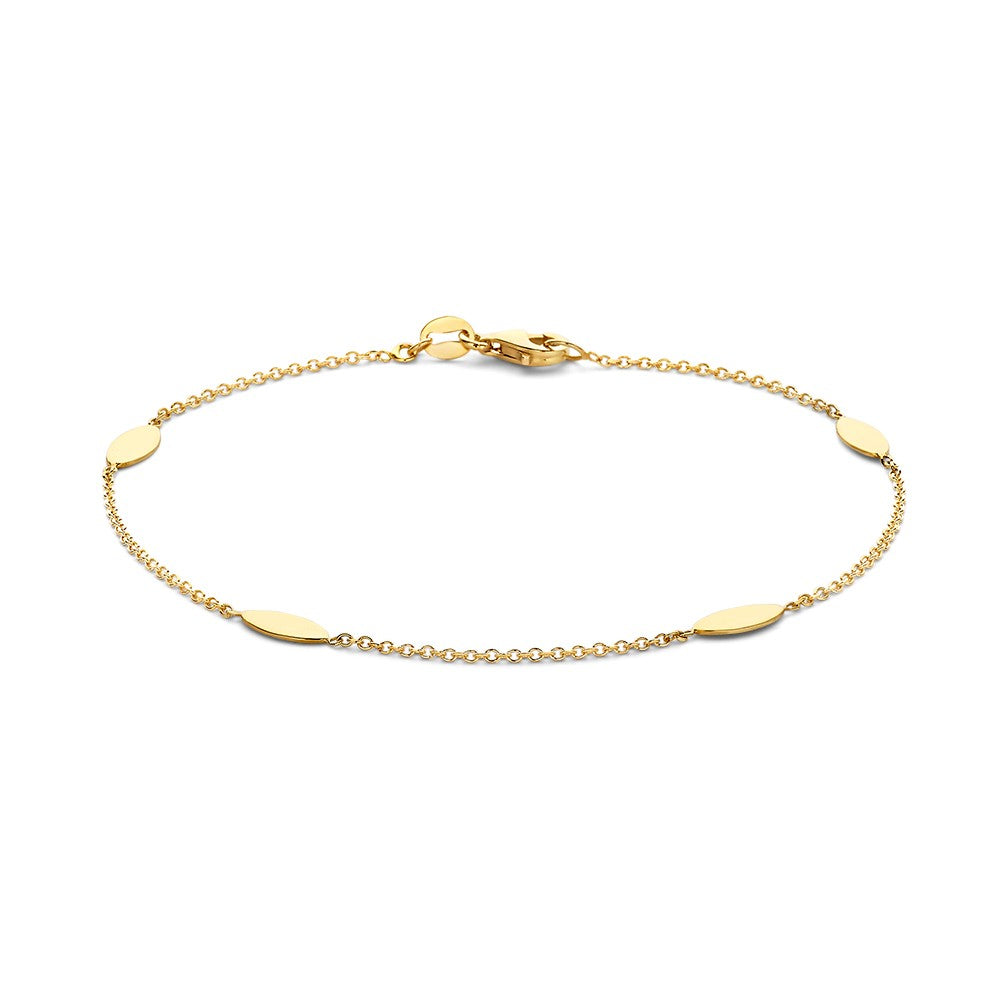 Gelbgoldene Schakelarmband mit ovalen Elementen aus 14 Karat Gold