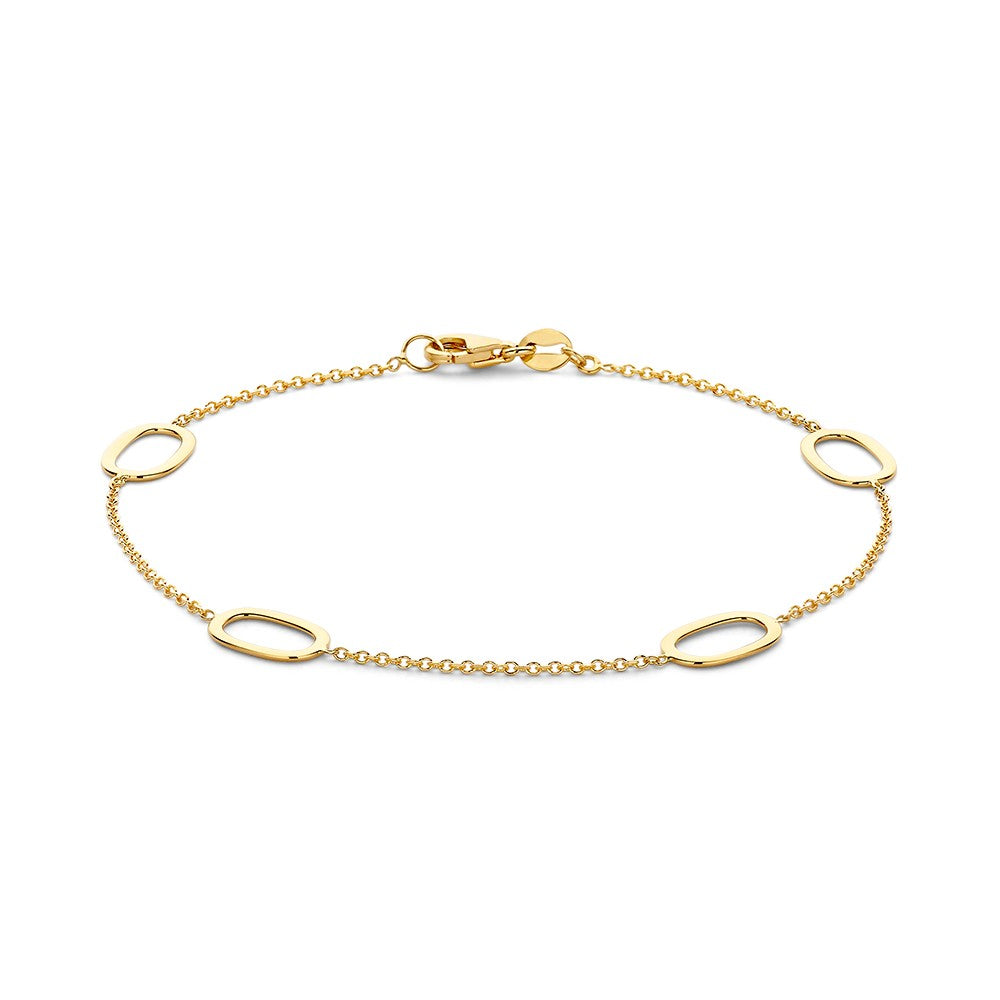 Gelbgoldene Schakelarmband aus 14 Karat Gold mit offenen ovalen Gliedern