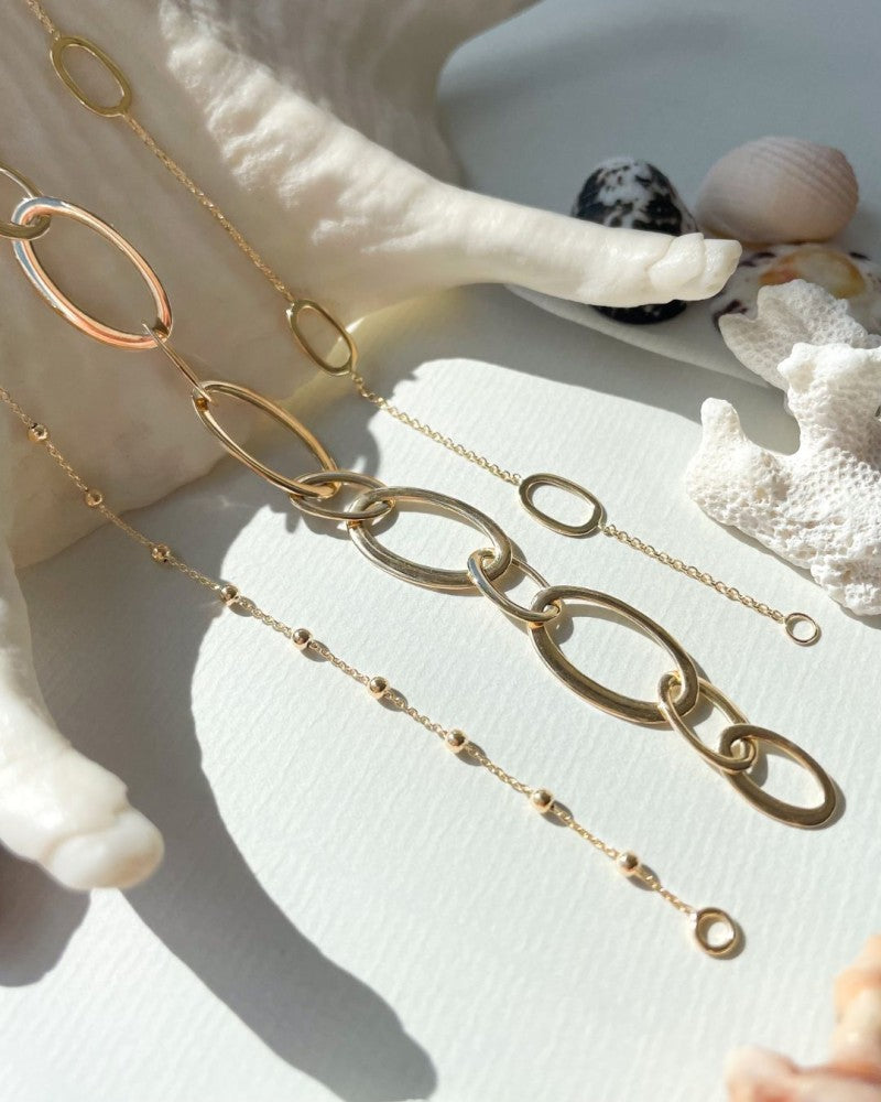 Gelbgold-Gliederarmband – 14 Karat Gold mit durchbrochenen Ovalen