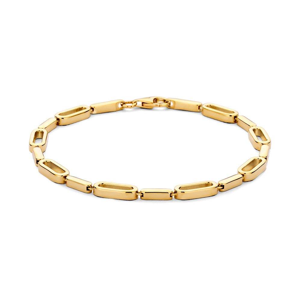 Schlichte gelbgoldene Schakelarmband mit ovalen und rechteckigen Gliedern