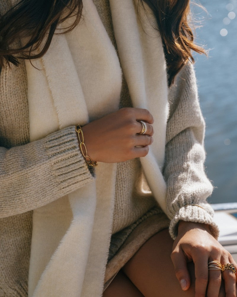 Gelbgold-Gliederarmband mit asymmetrischen Gliedern – 14 Karat Gold