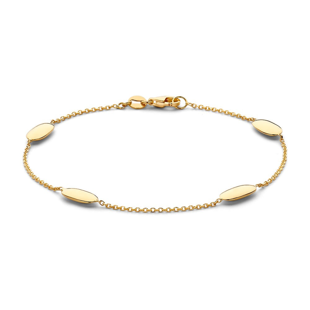 Armband aus Gelbgold mit ovalen Elementen und feiner Kette