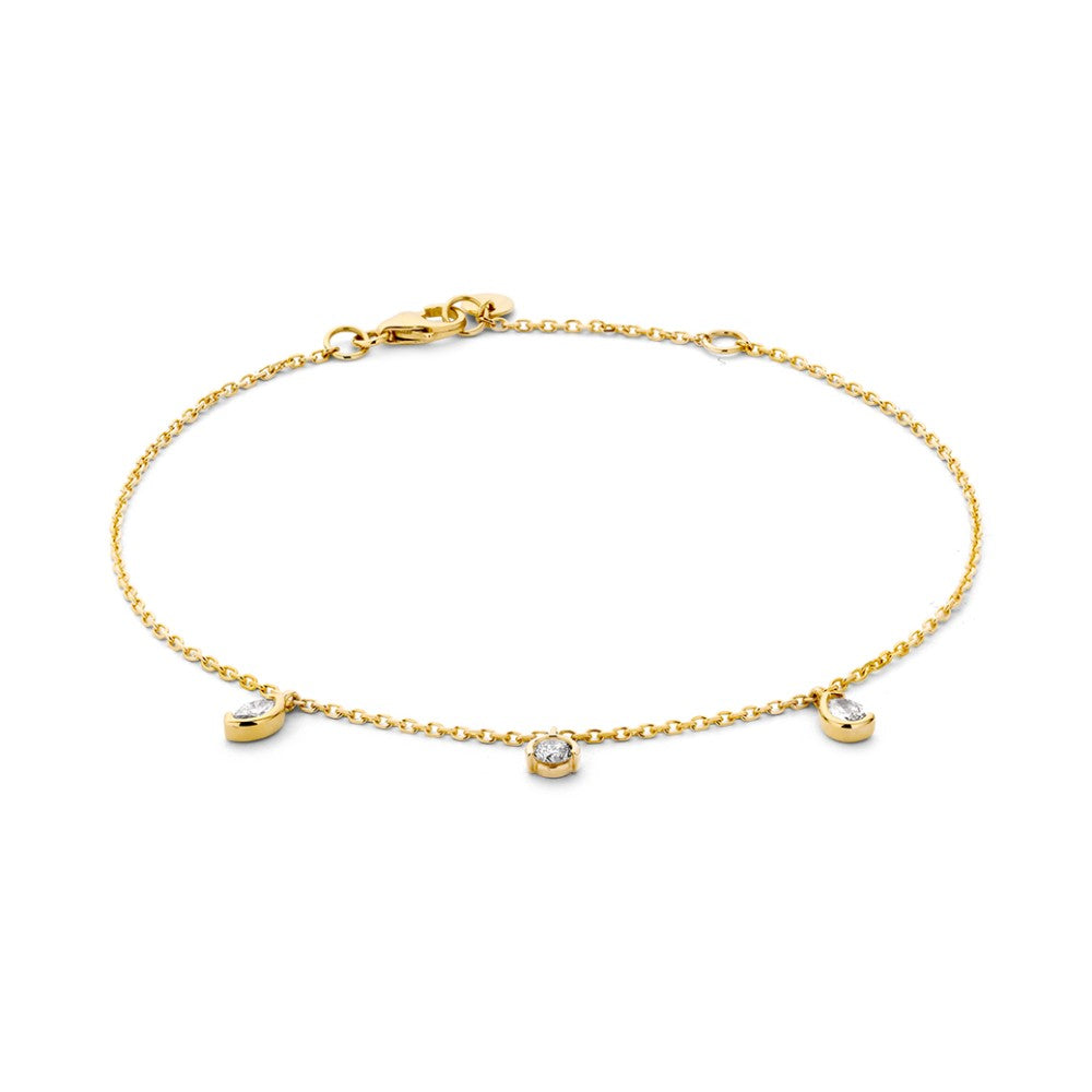 Armband aus Gelbgold mit drei Brillanten von insgesamt 0,24 ct