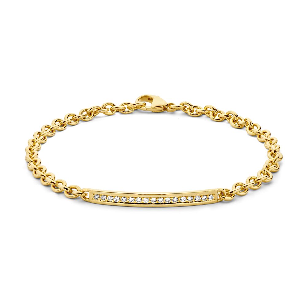 Gelbgoldene Armband mit Diamanten, 14 Karat, 0,25 ct, 19 cm lang, mit glänzender Oberfläche und feinem Design