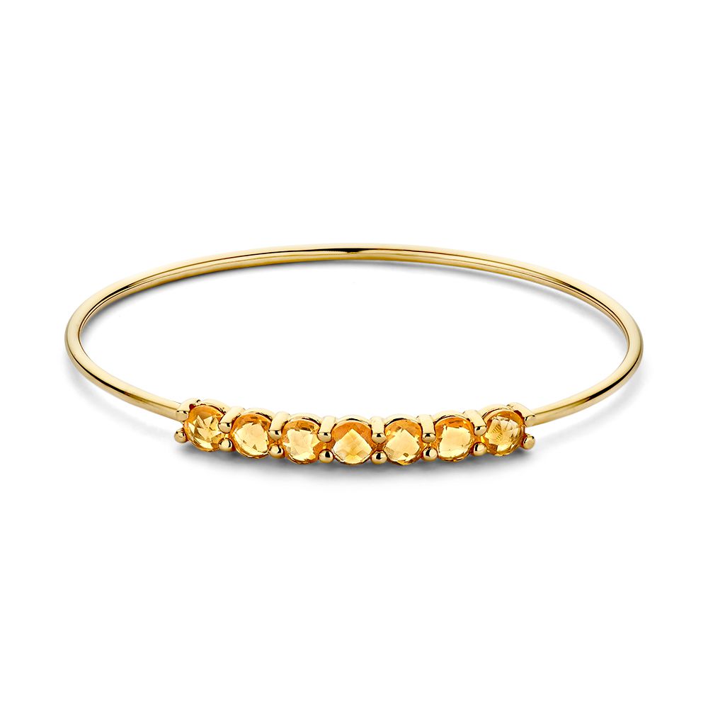 Bangle aus 14-karätigem Gelbgold mit warmem Glanz und sieben ovalen Citrinen