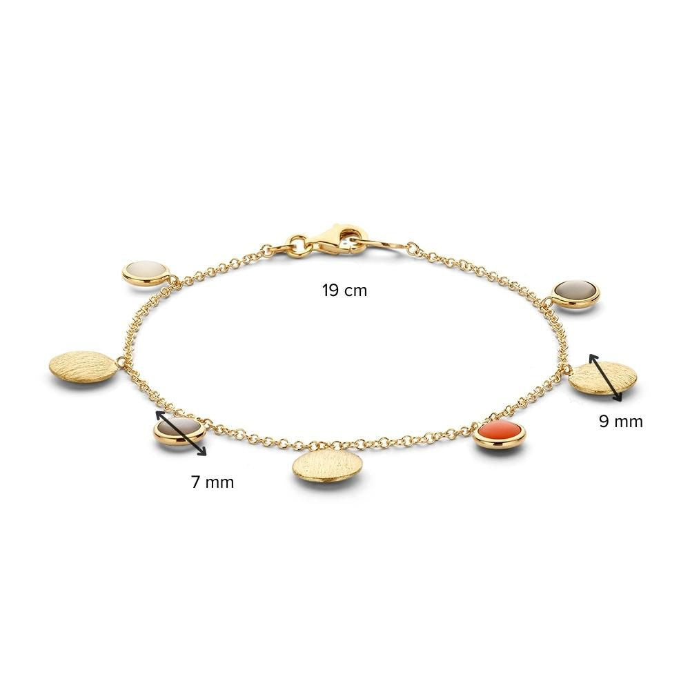 Gelbgoldarmband mit Mondstein-Anhängern – 14 Karat, 19 cm