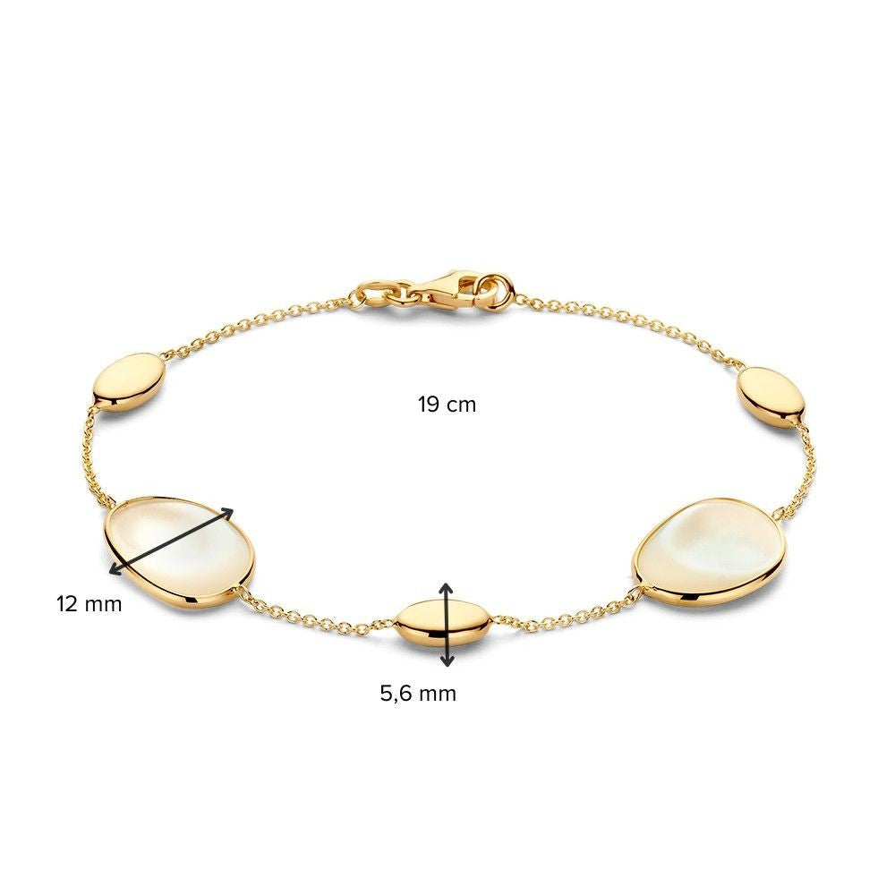 Gelbgoldarmband mit Perlmutt-Elementen – 14 Karat Damenarmband