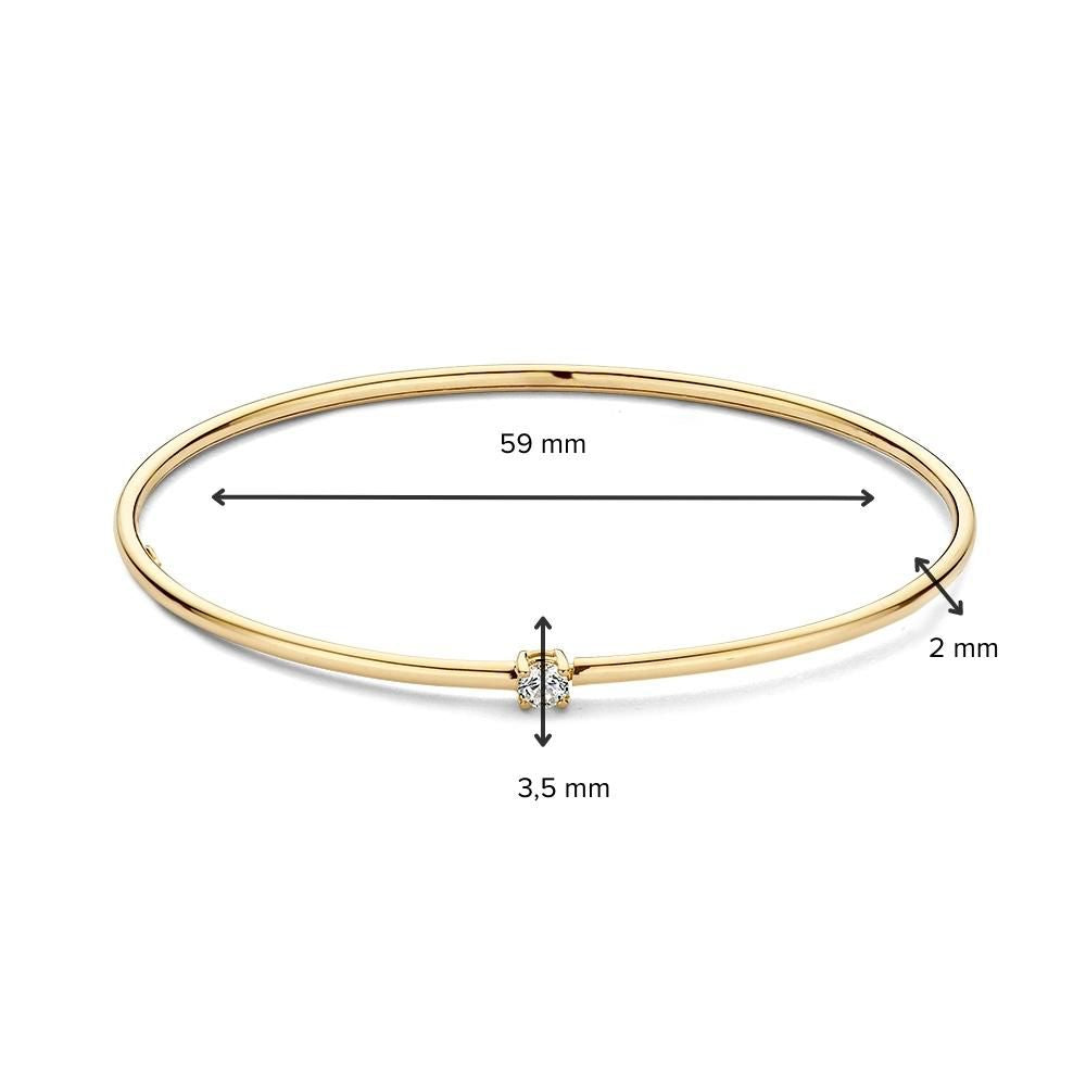 Gelbgold Armreif mit Zirkonia – 14 Karat Damenarmband 19 cm