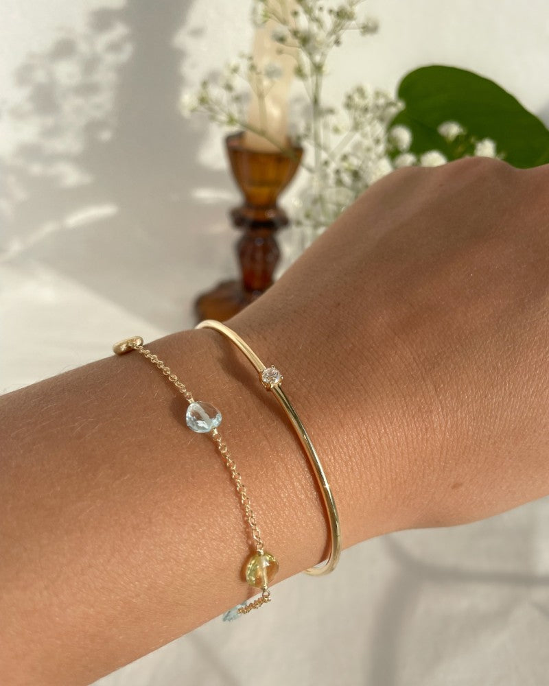 Gelbgold Armreif mit Zirkonia – 14 Karat Damenarmband 19 cm