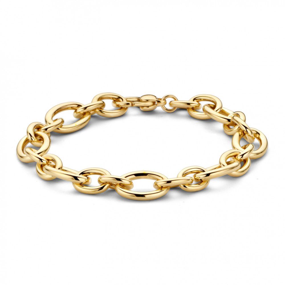 Armband aus 14 Karat Gelbgold, 20 cm lang und 10 mm breit mit ovalen Gliedern