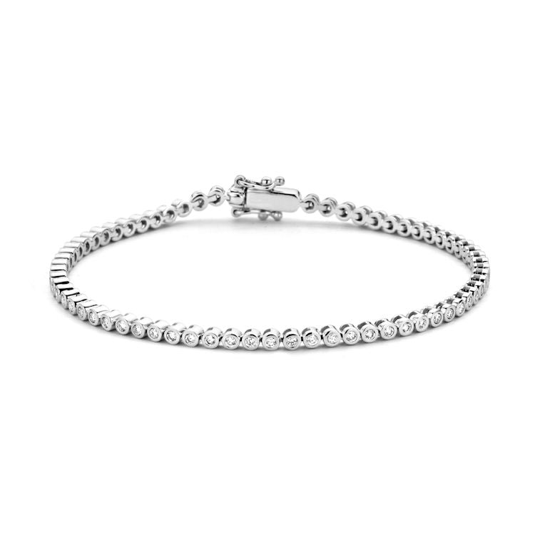 Witgouden Tennisarmband mit 69 Brillanten, 1,02 ct, 14 Karat, mit glänzender Oberfläche