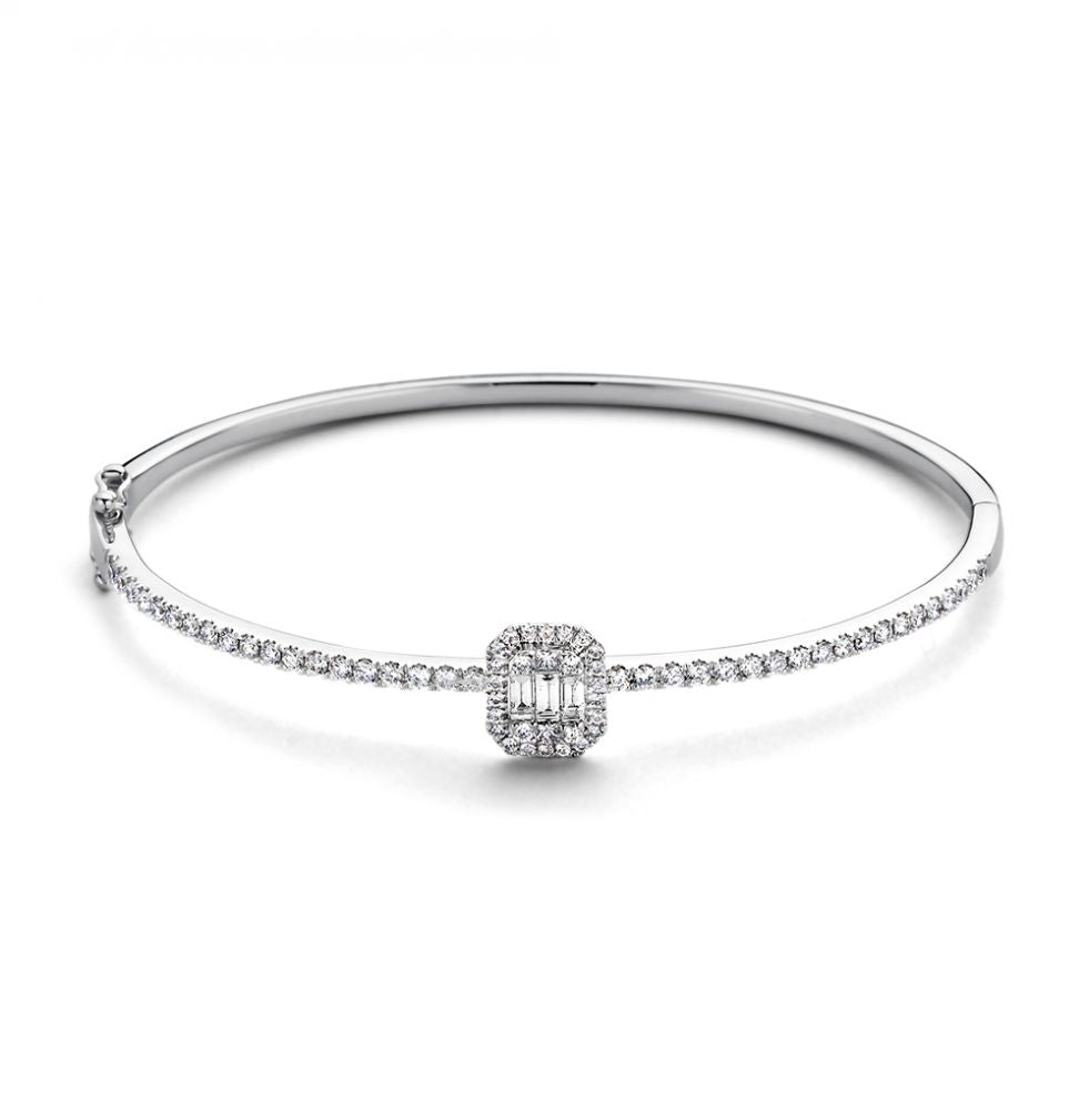 Witgouden Armband mit 1,18 ct Diamanten in Baguette-Schliff und feiner, glatter Oberfläche