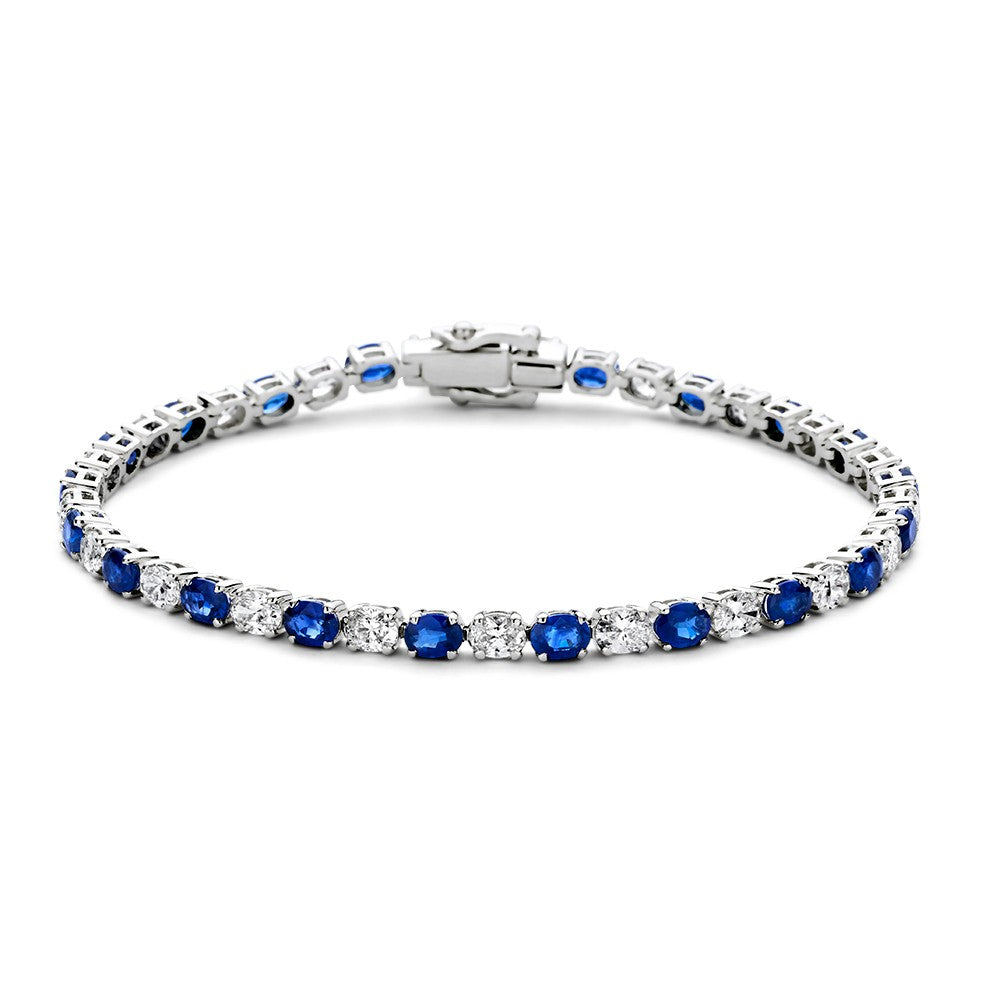 Luxuriöse Weißgold-Armband mit Diamanten und blauen Saphiren, 14 Karat, 3,05 ct