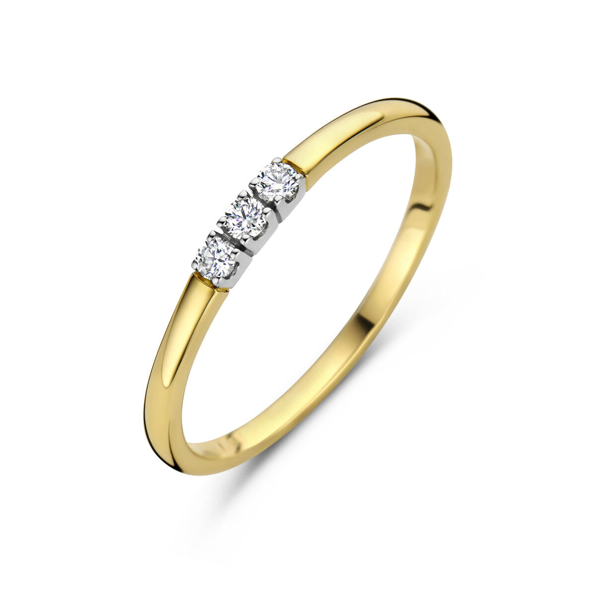 Ring aus 14K bicolor Gold mit drei Diamanten (0,09 ct) in einer Reihe