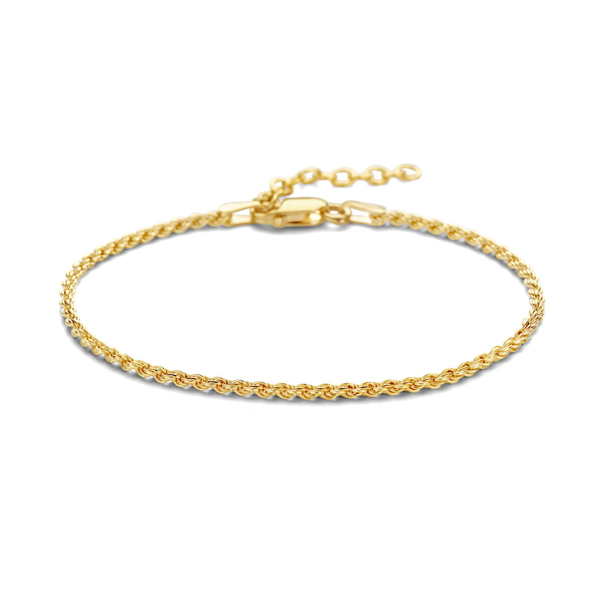 Armband aus 1,7 mm dickem, 3 Mikron vergoldetem Silber in Gelb mit Karabinerverschluss