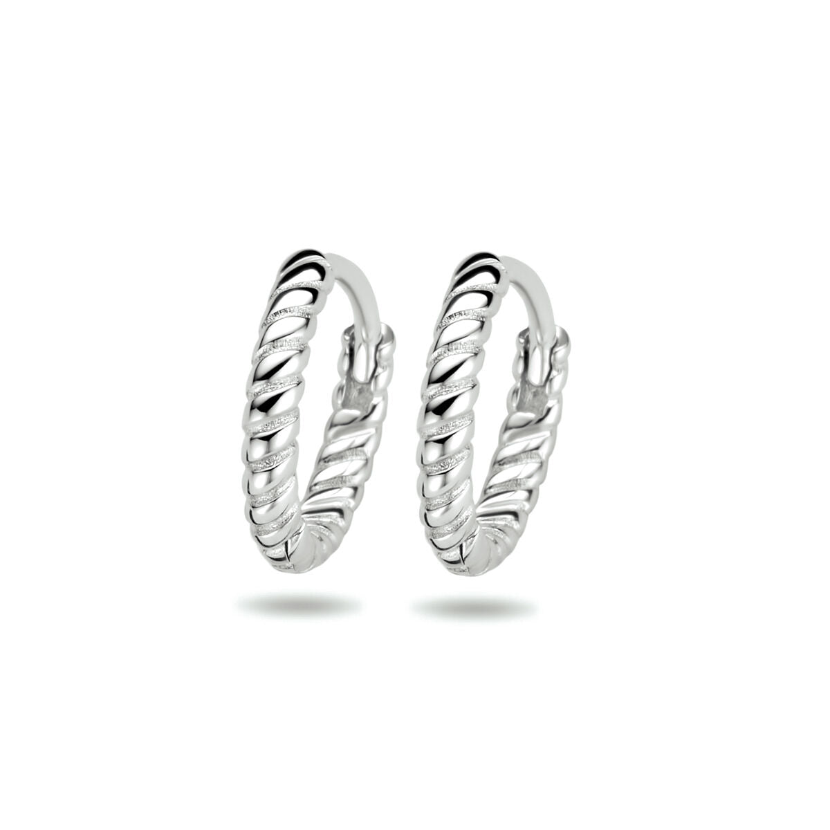 Klapp-Ohrringe aus rhodiniertem Silber mit gedrehtem Design