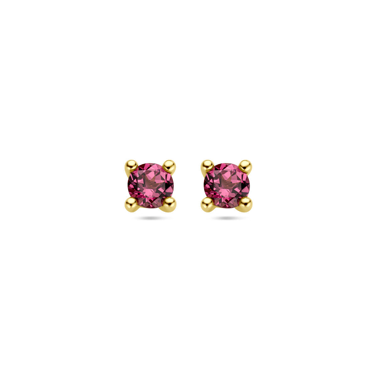 Ohrstecker aus 14K Gelbgold mit rosa Rhodolithen in runder Form