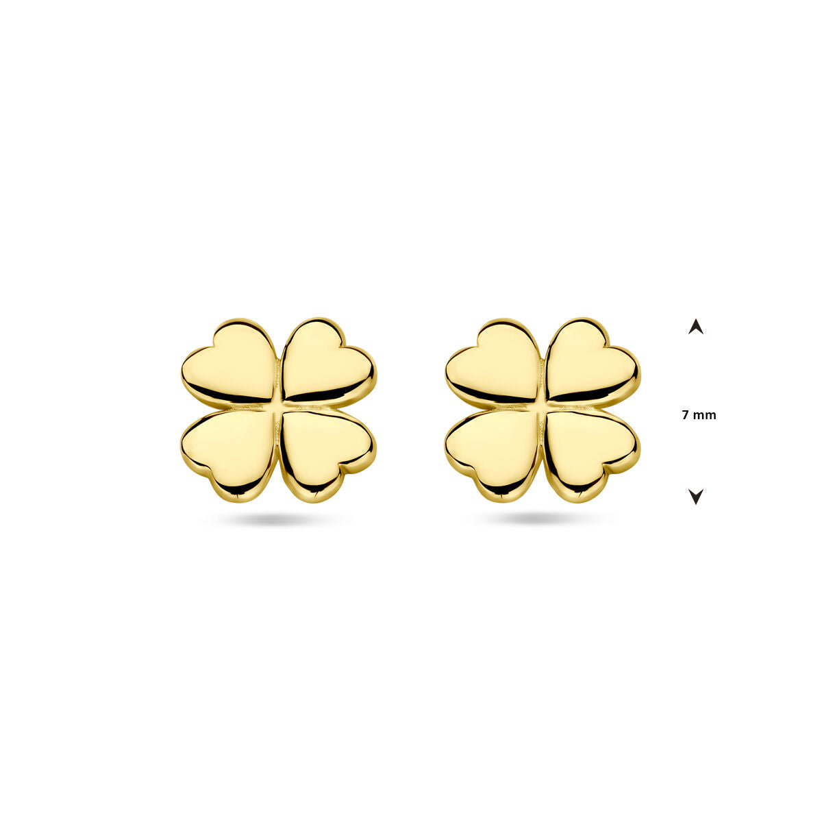 Ohrstecker Kleeblatt 7 mm 14K Gelbgold