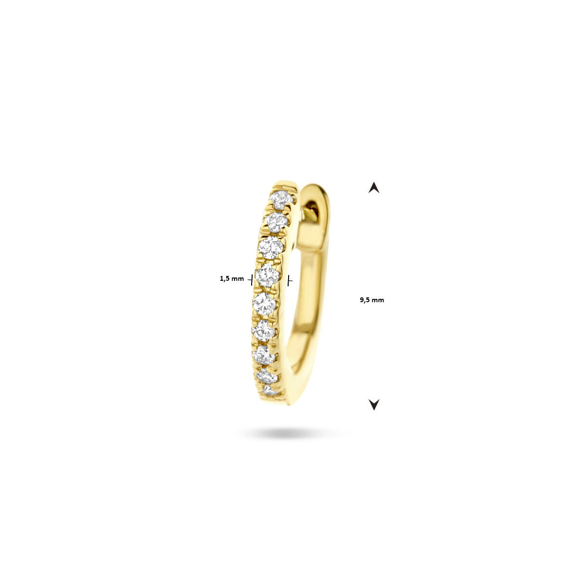 Klappohrring Diamant 0.03ct H SI 9.5mm einzeln 14K Gelbgold