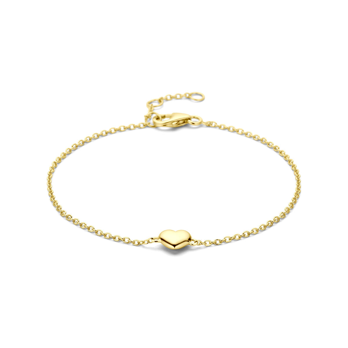 Armband aus vergoldetem Silber mit herzförmigem Anhänger und feinen Kugeln, Länge 16,5 - 18,5 cm