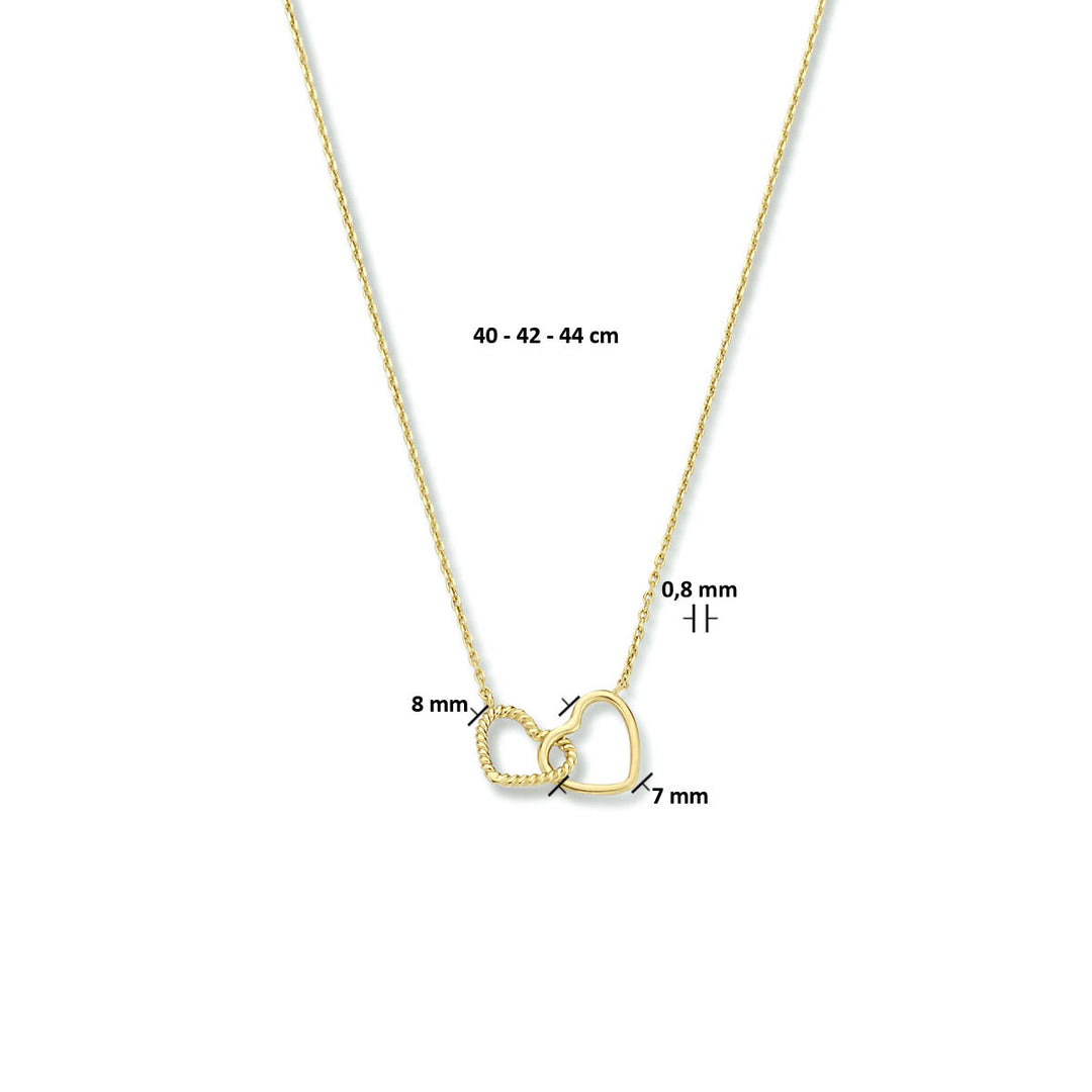 Halskette Herzen 40 - 42 - 44 cm 14K Gelbgold