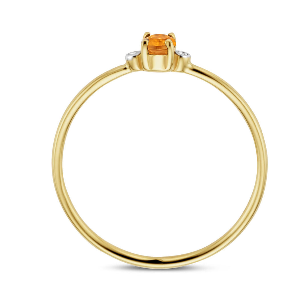 Ring Trilogie Citrin und Diamant 0,006 ct h p1 14 K Gelbgold