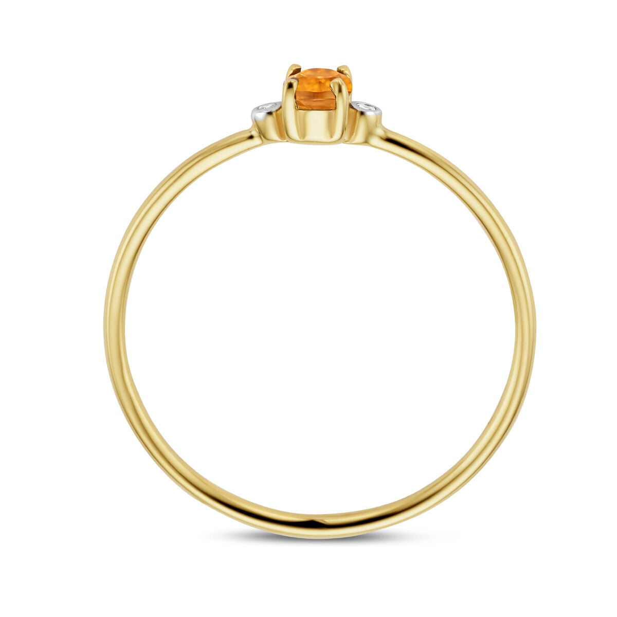 Ring Trilogie Citrin und Diamant 0,006 ct h p1 14 K Gelbgold