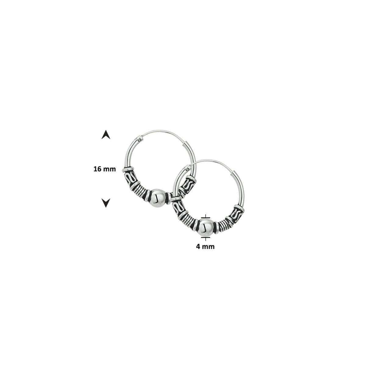 Ohrringe Oxi Bali Silber oxidiert