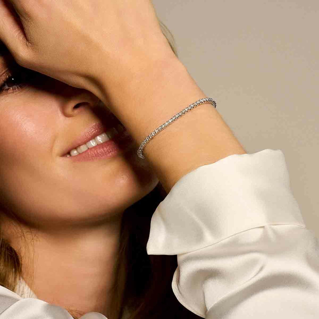 Tennisarmband Diamant 1,00 ct H SI 2,0 mm 17,5 cm 14K Gelbgold